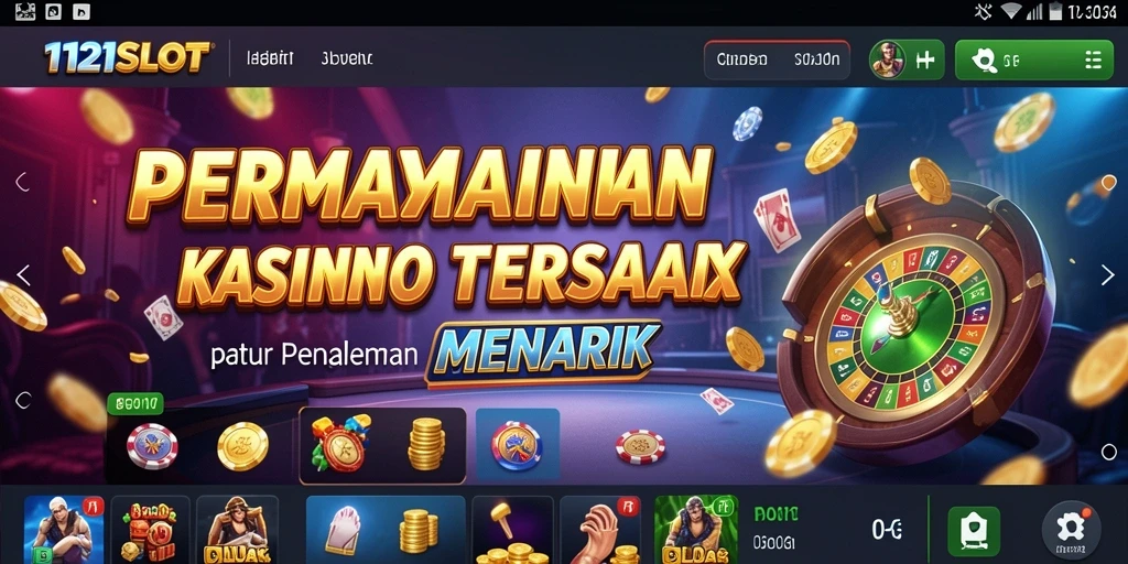 Screenshot utama 1121SLOT menampilkan gameplay slot yang menegangkan.