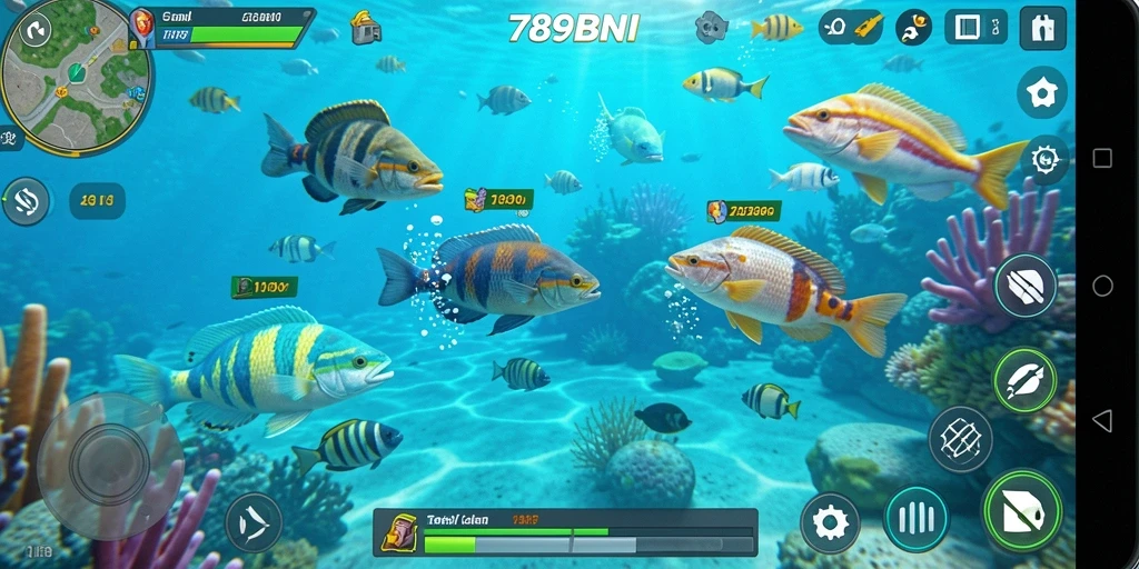 Tampilan gameplay seru menembak ikan di 789BNI.