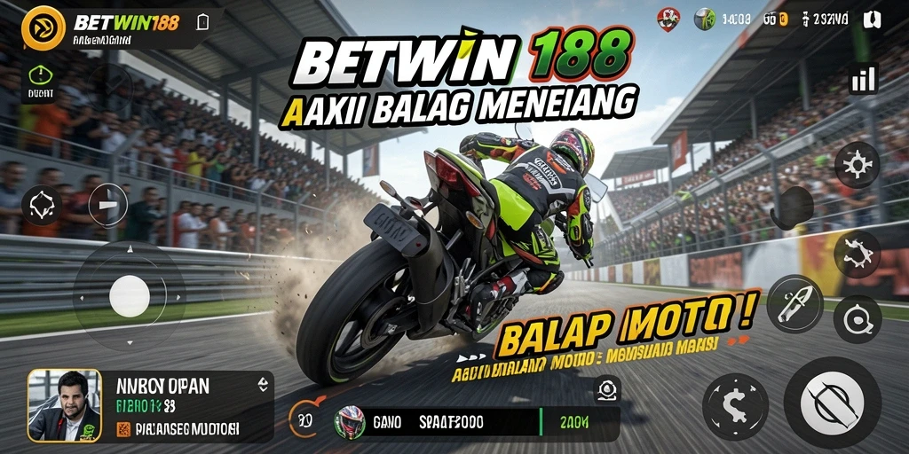 Screenshot gameplay BETWIN188 menunjukkan aksi balap motor yang seru dan mendebarkan.
