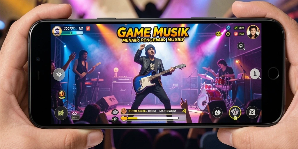 Tangkapan layar utama C0077 yang menunjukkan gameplay musik yang menantang.