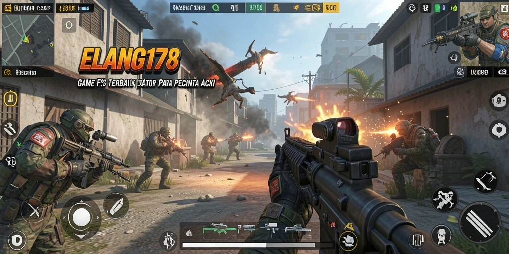 Screenshot gameplay ELANG178 yang menunjukkan aksi menegangkan dalam pertempuran FPS.