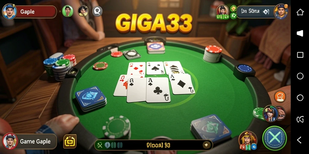 Gameplay GIGA33 yang seru dan interaktif saat bermain Gaple.