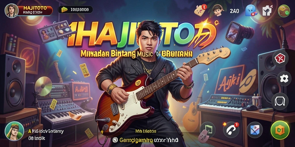 Screenshot gameplay HAJITOTO yang menunjukkan interaksi seru dengan musik.