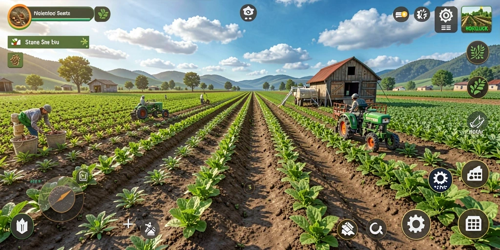 Screenshot gameplay HOKILUCK menampilkan taman yang hijau dan subur.