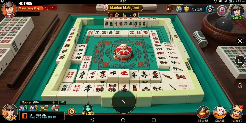 Screenshot HOT985 menunjukkan gameplay Mahjong yang mendebarkan.