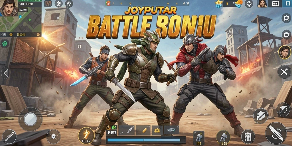 Tangkapan layar gameplay seru di <strong>JOYPUTAR</strong> saat bertarung di medan perang Battle Royale.