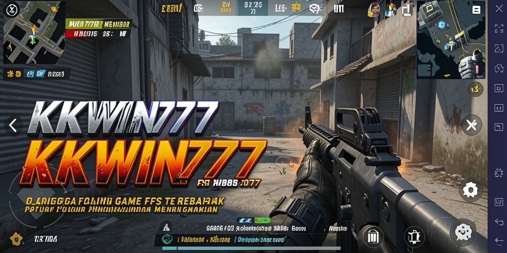 Screenshot gameplay KKWIN777 menampilkan aksi pertempuran FPS yang mendebarkan.