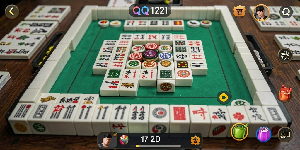 Screenshot gameplay QQ1221 yang menunjukkan keseruan bermain Mahjong.