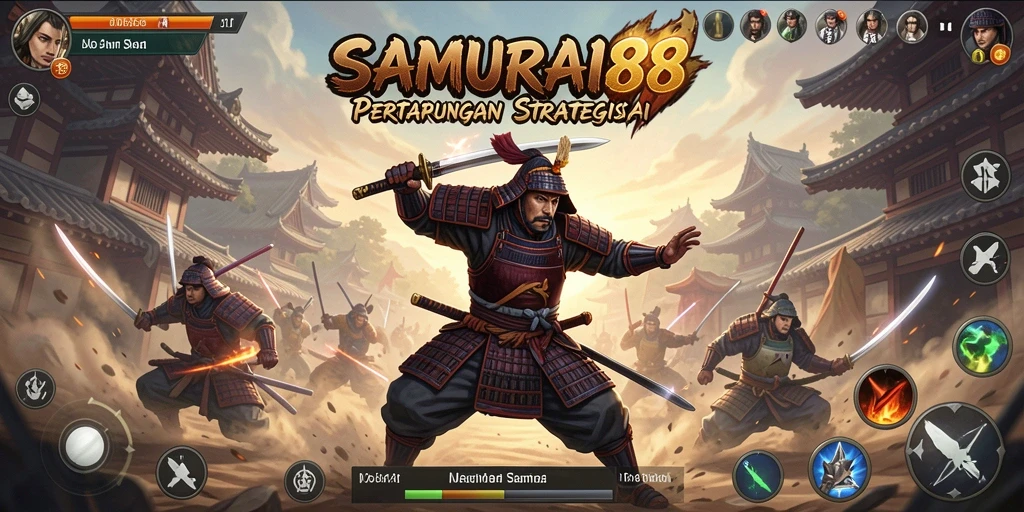 Tangkapan layar menampilkan aksi pertempuran epik di SAMURAI88.