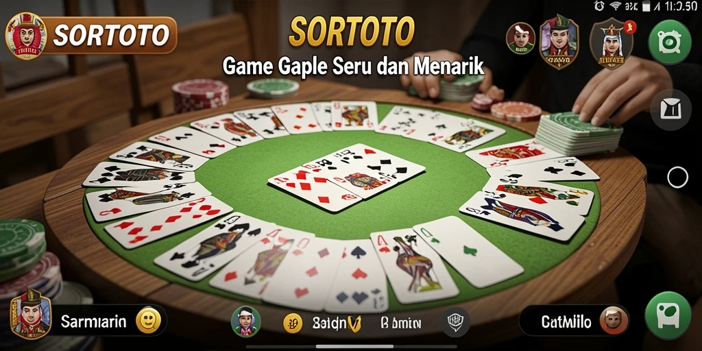 Screenshot gameplay SORTOTO menampilkan suasana seru bermain Gaple.