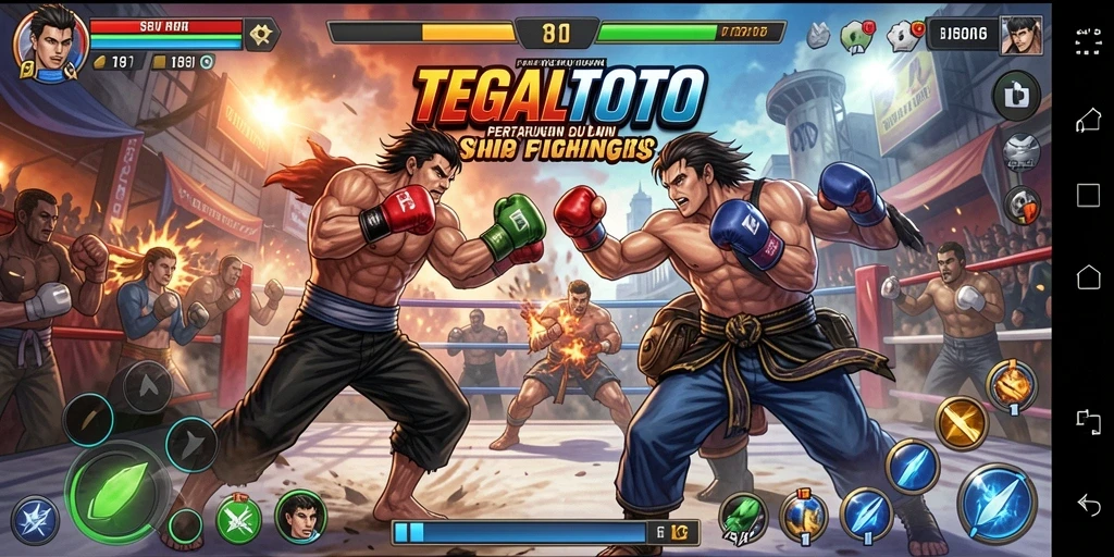 Screenshot gameplay TEGALTOTO dengan aksi bertarung yang intens.