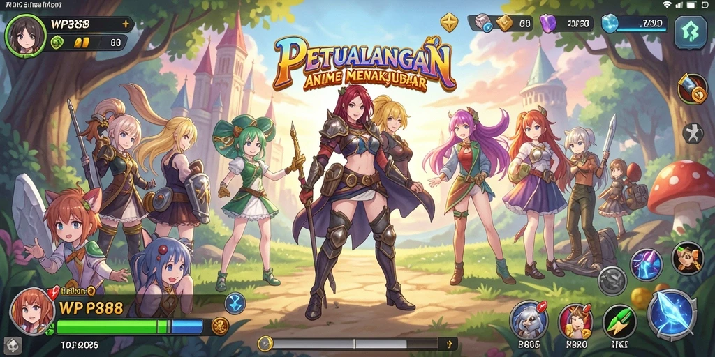 Screenshot WP888 menampilkan aksi karakter Anime yang penuh semangat.